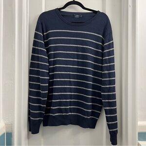 J. Crew Sweater Harbor Cotton Knit Mens L Navy Blue Soft Merino Wool Blend Cozy